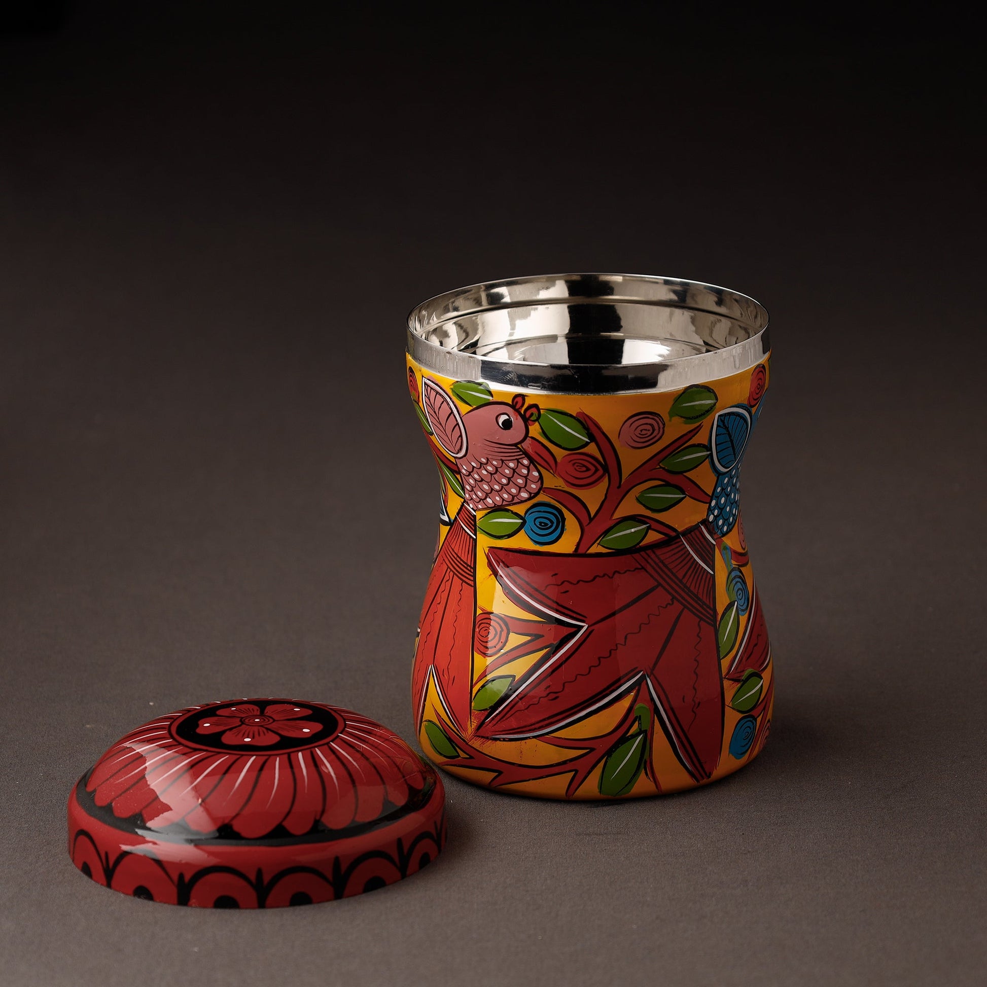 Bengal Patua Handpainted Stainless Steel Multi Utility Container
