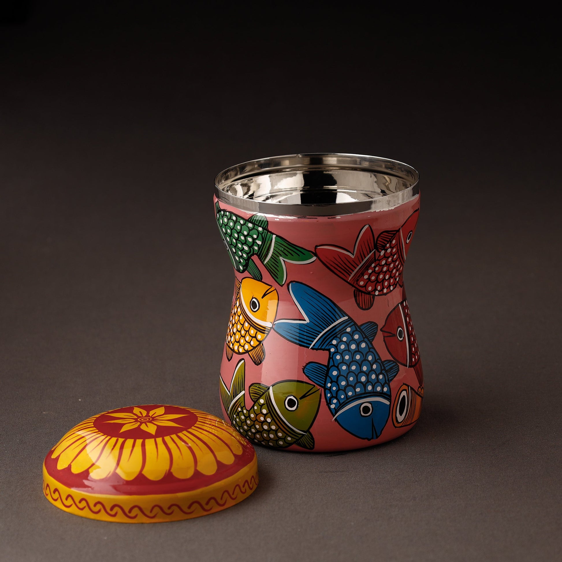 Bengal Patua Handpainted Stainless Steel Multi Utility Container