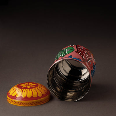 Bengal Patua Handpainted Stainless Steel Multi Utility Container