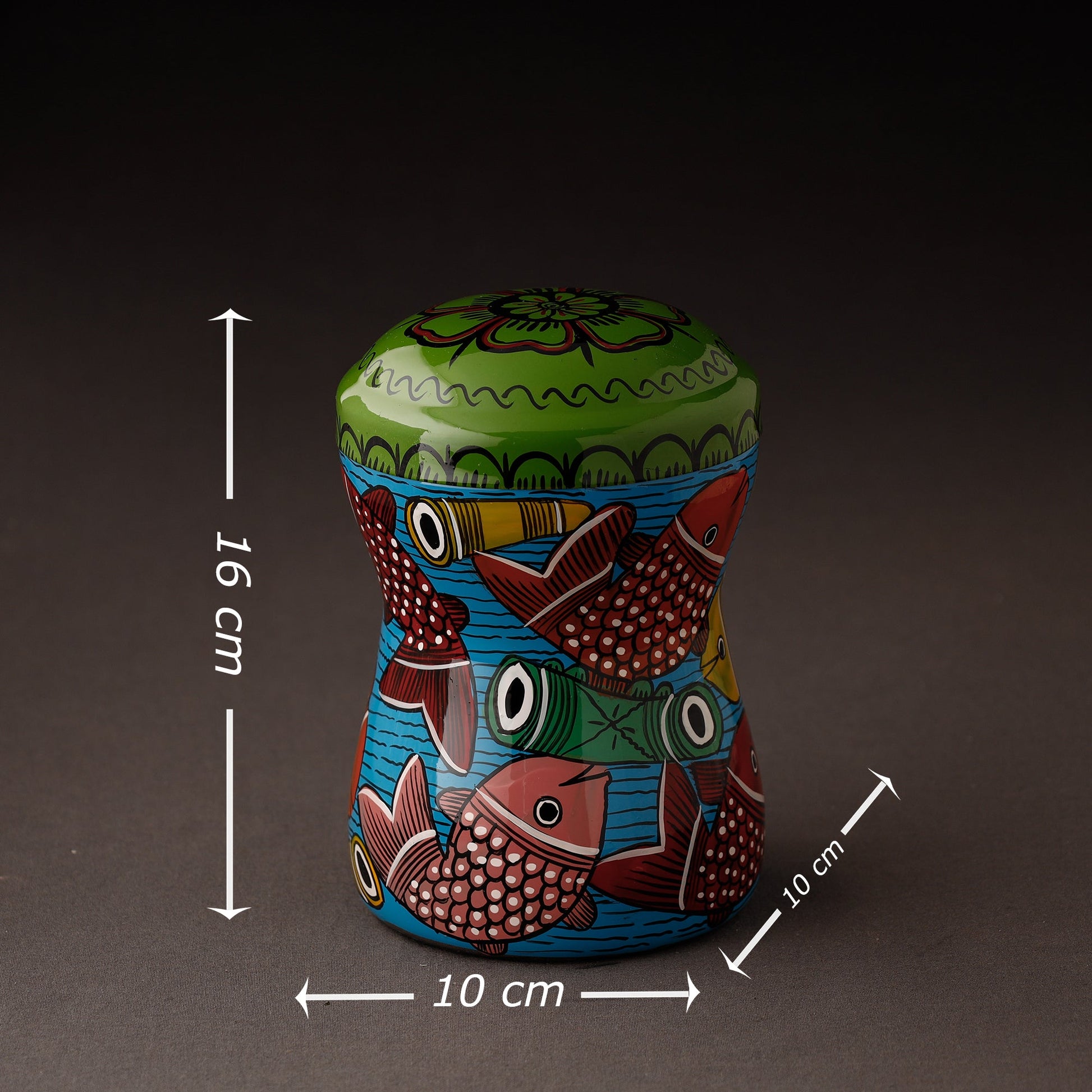 Bengal Patua Handpainted Stainless Steel Multi Utility Container