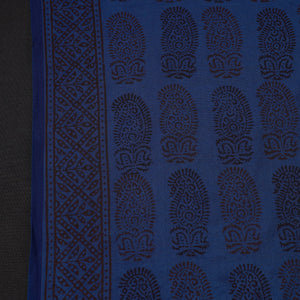 Blue - Bagh Hand Block Printed Chanderi Silk Handloom Fabric