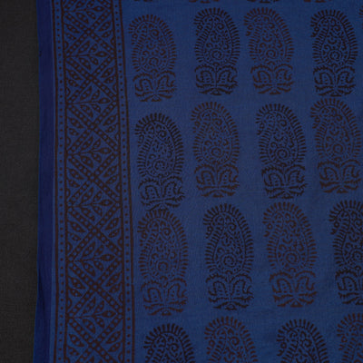 Blue - Bagh Hand Block Printed Chanderi Silk Handloom Fabric