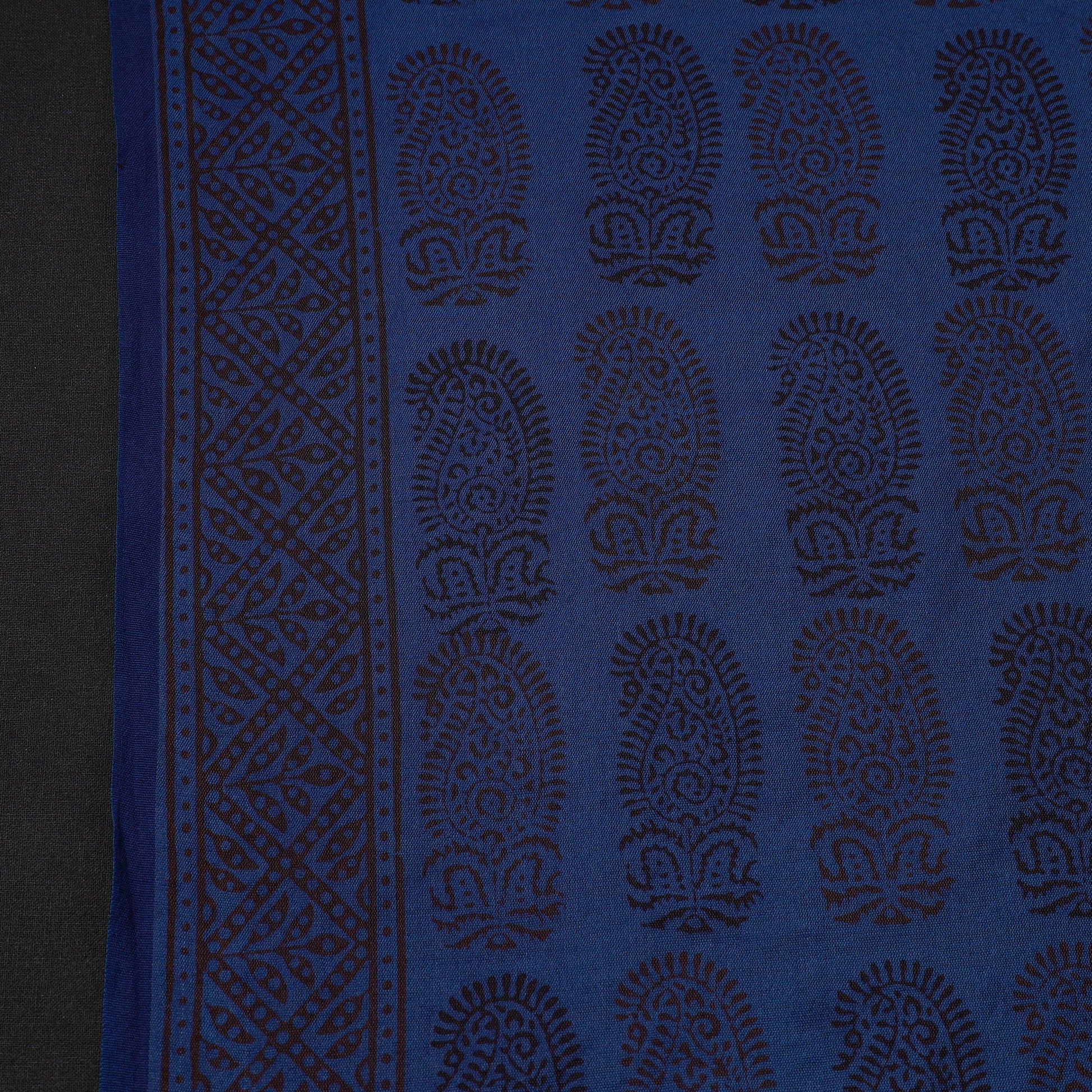 Blue - Bagh Hand Block Printed Chanderi Silk Handloom Fabric