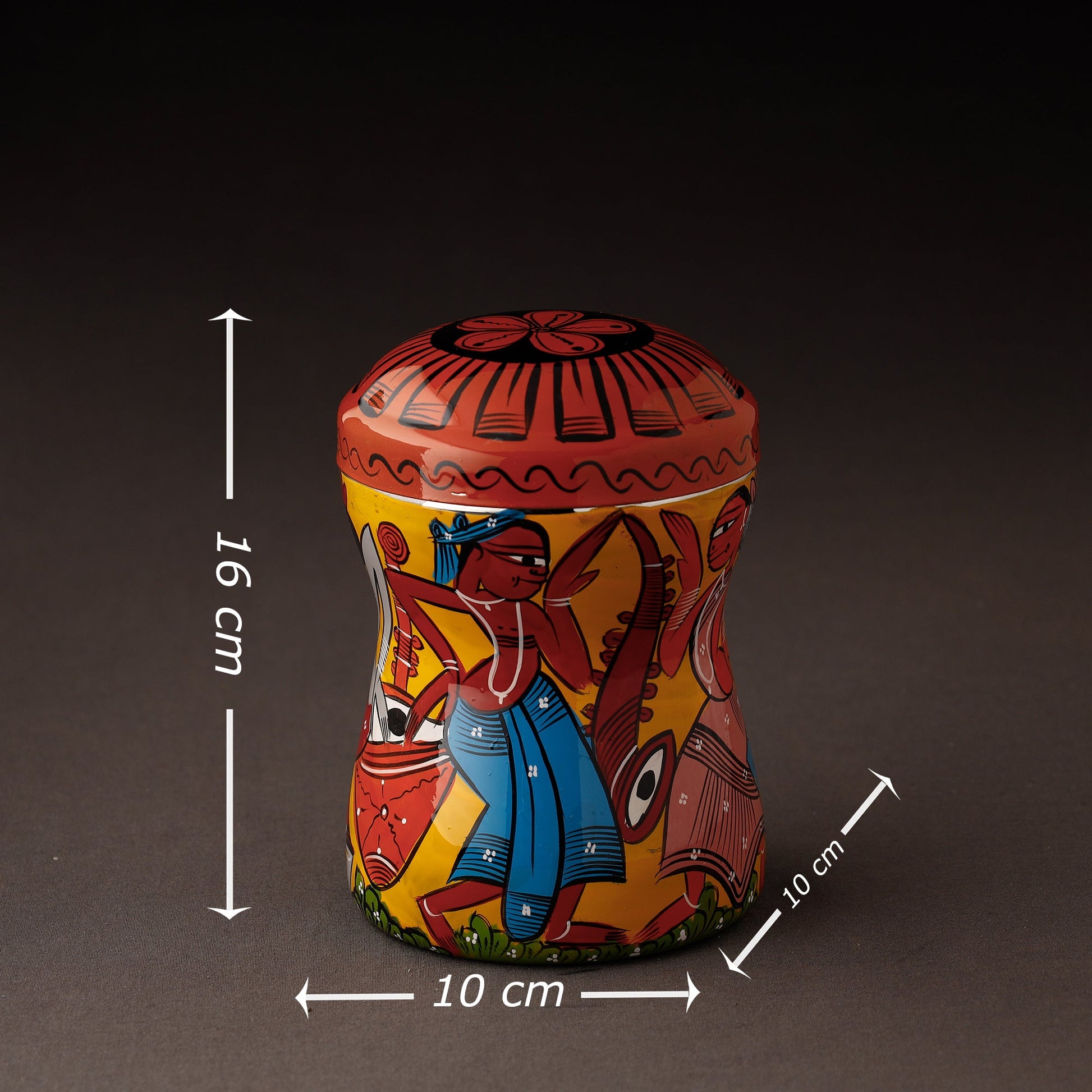 Bengal Patua Handpainted Stainless Steel Multi Utility Container