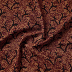 Brown - Bagh Hand Block Printed Chanderi Silk Handloom Fabric