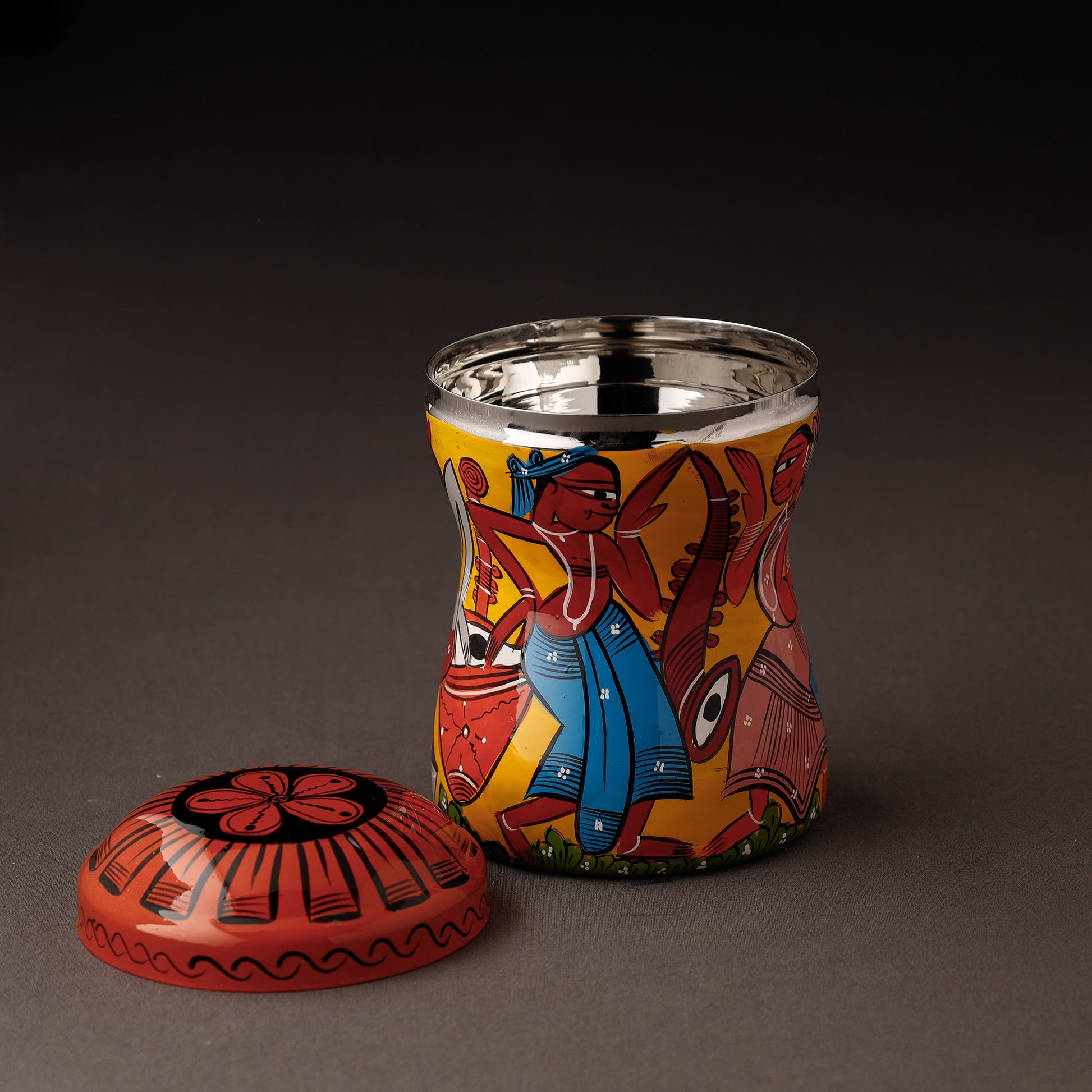 Bengal Patua Handpainted Stainless Steel Multi Utility Container