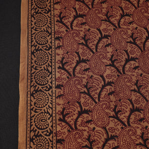 Brown - Bagh Hand Block Printed Chanderi Silk Handloom Fabric