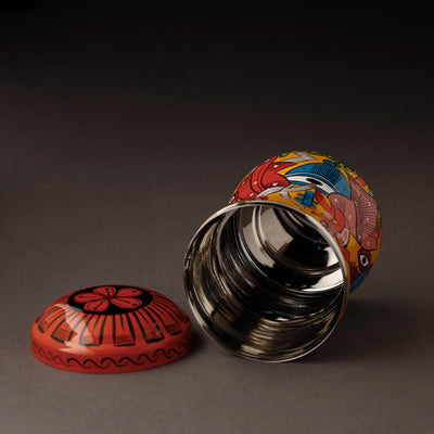 Bengal Patua Handpainted Stainless Steel Multi Utility Container