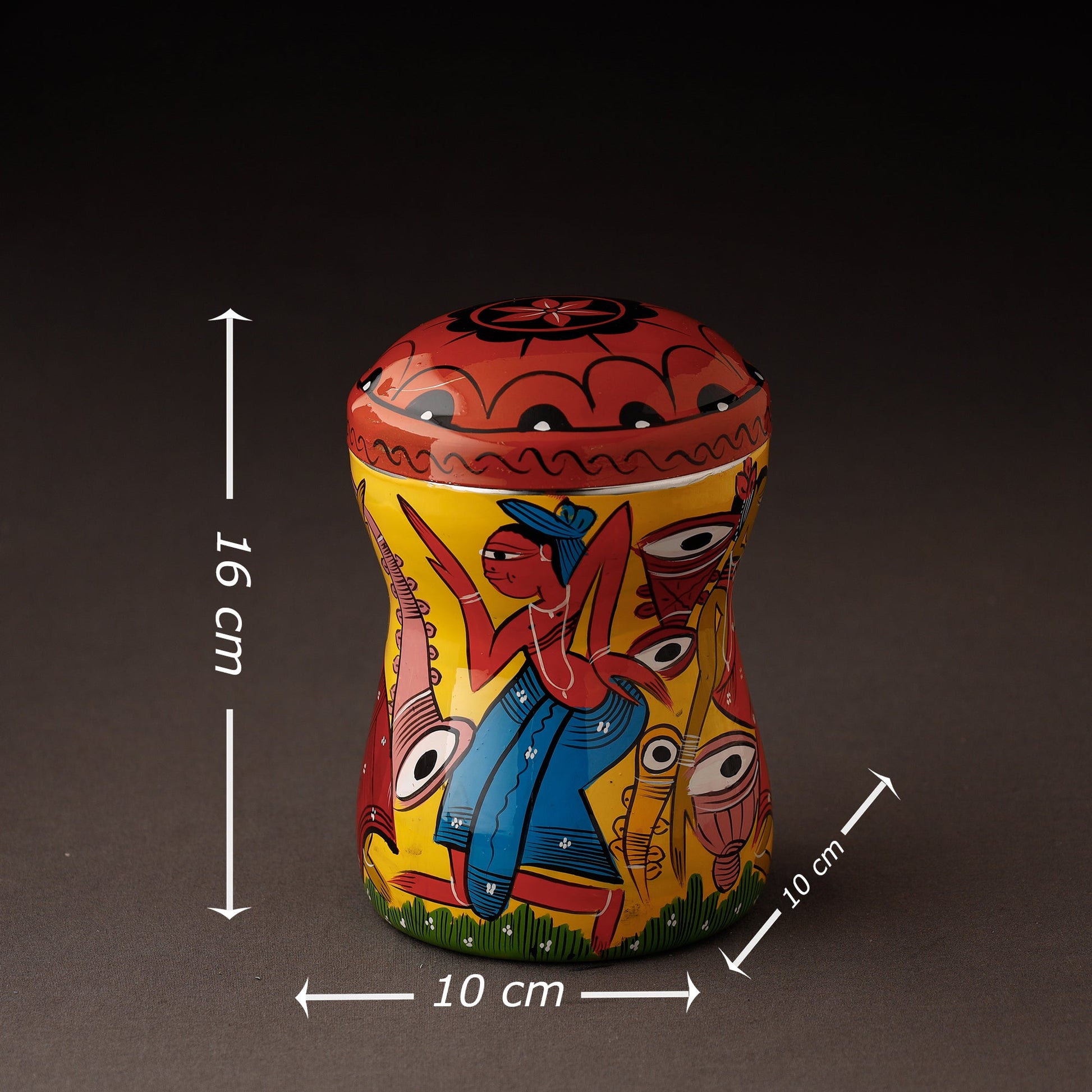 Bengal Patua Handpainted Stainless Steel Multi Utility Container