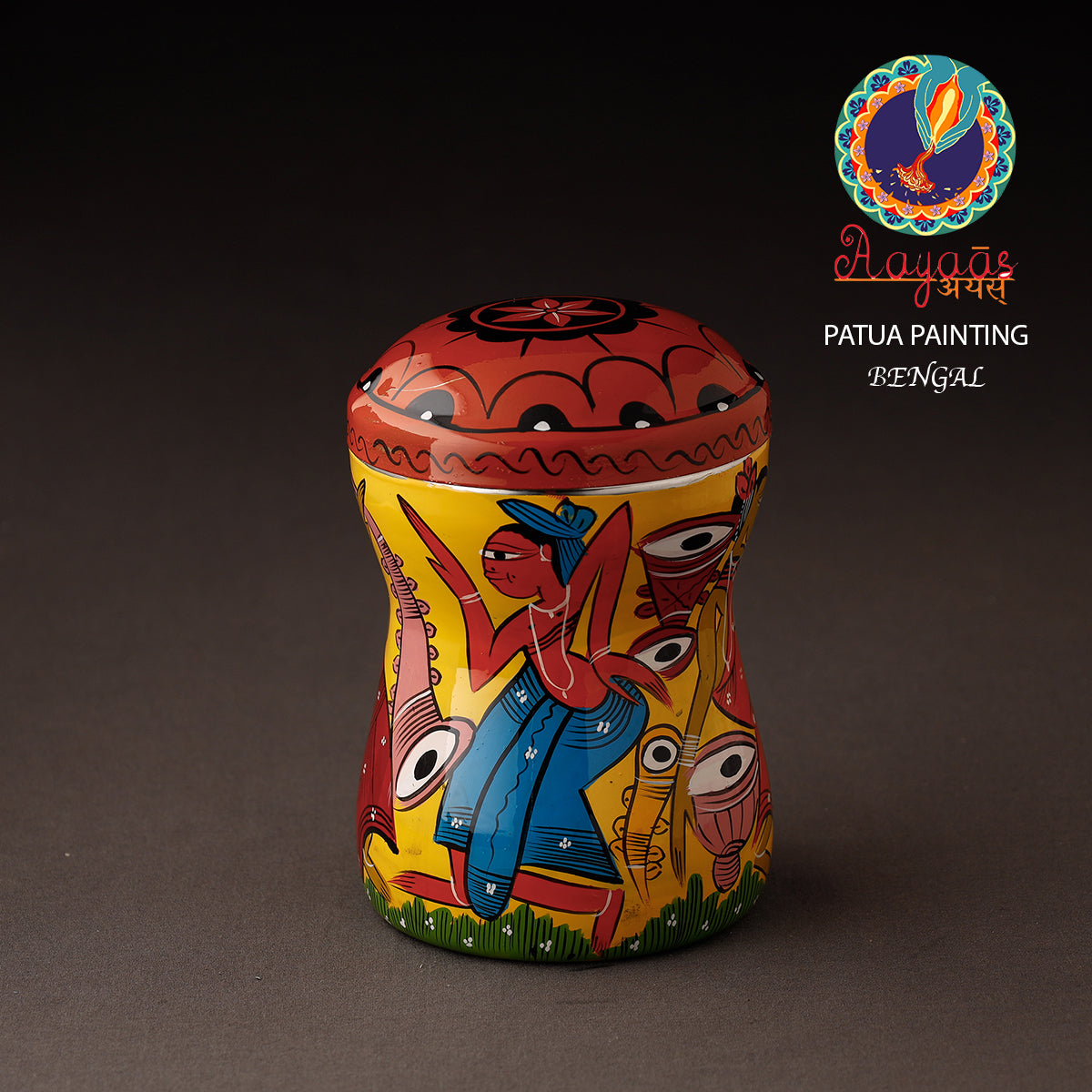 Bengal Patua Handpainted Stainless Steel Multi Utility Container