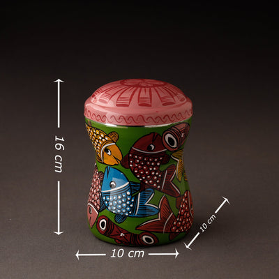 Bengal Patua Handpainted Stainless Steel Multi Utility Container