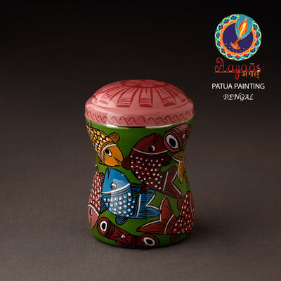 Bengal Patua Handpainted Stainless Steel Multi Utility Container