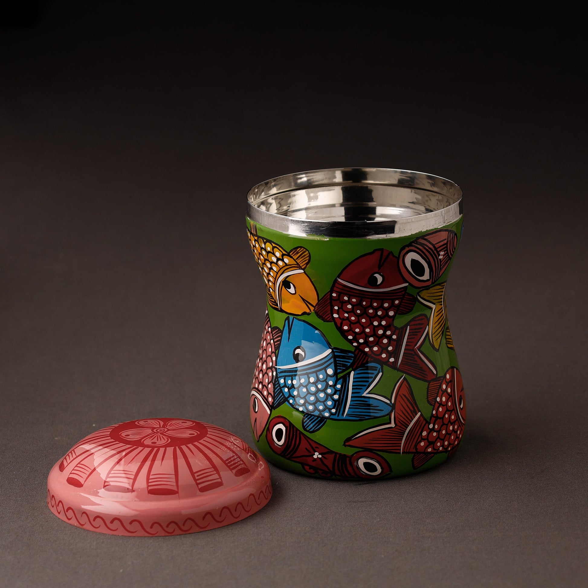 Bengal Patua Handpainted Stainless Steel Multi Utility Container
