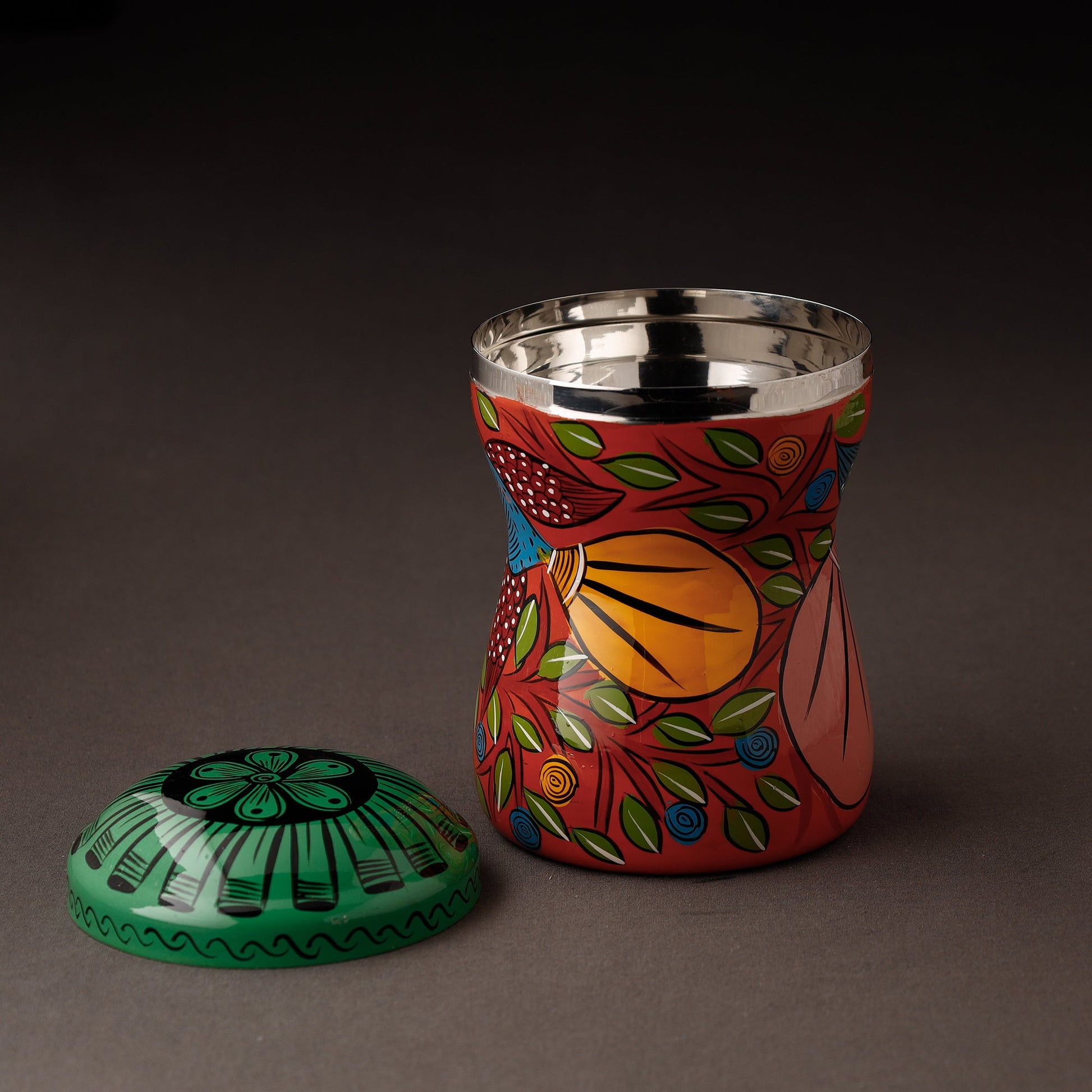 Bengal Patua Handpainted Stainless Steel Multi Utility Container