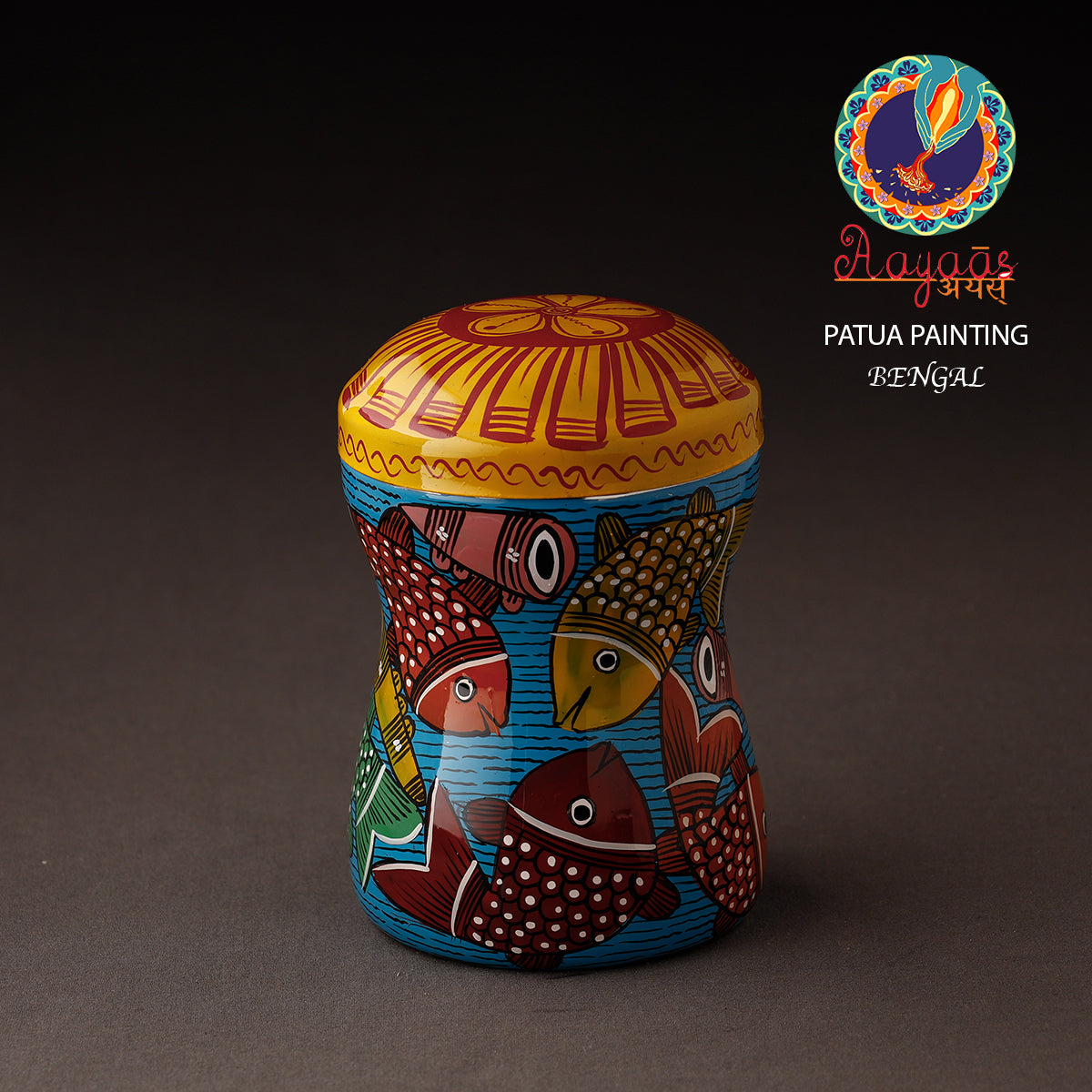 Bengal Patua Handpainted Stainless Steel Multi Utility Container
