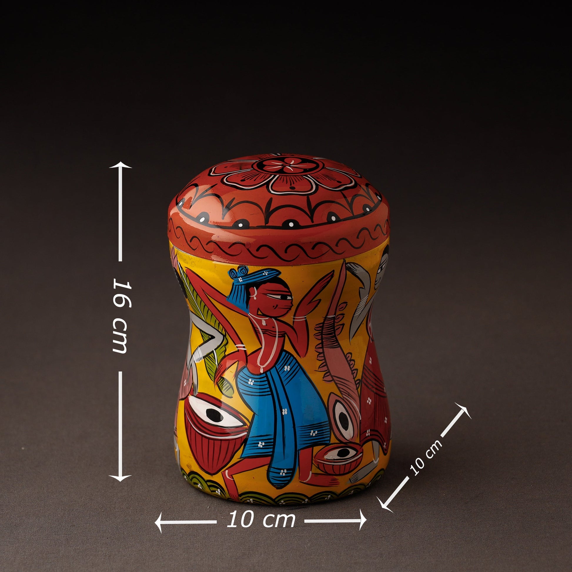 Bengal Patua Handpainted Stainless Steel Multi Utility Container