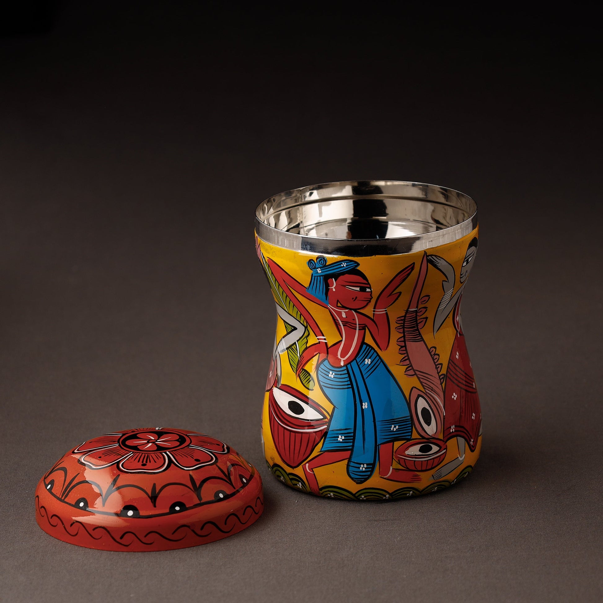 Bengal Patua Handpainted Stainless Steel Multi Utility Container