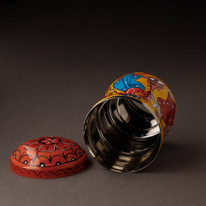 Bengal Patua Handpainted Stainless Steel Multi Utility Container