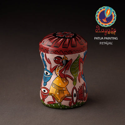 Bengal Patua Handpainted Stainless Steel Multi Utility Container