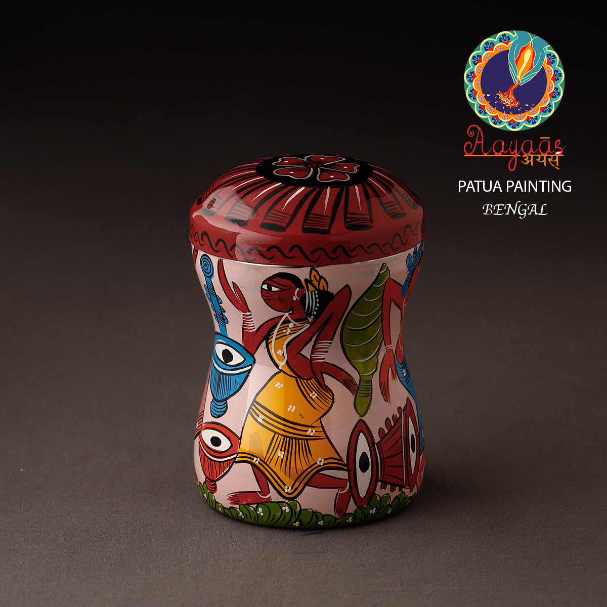 Bengal Patua Handpainted Stainless Steel Multi Utility Container