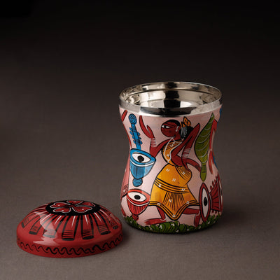 Bengal Patua Handpainted Stainless Steel Multi Utility Container