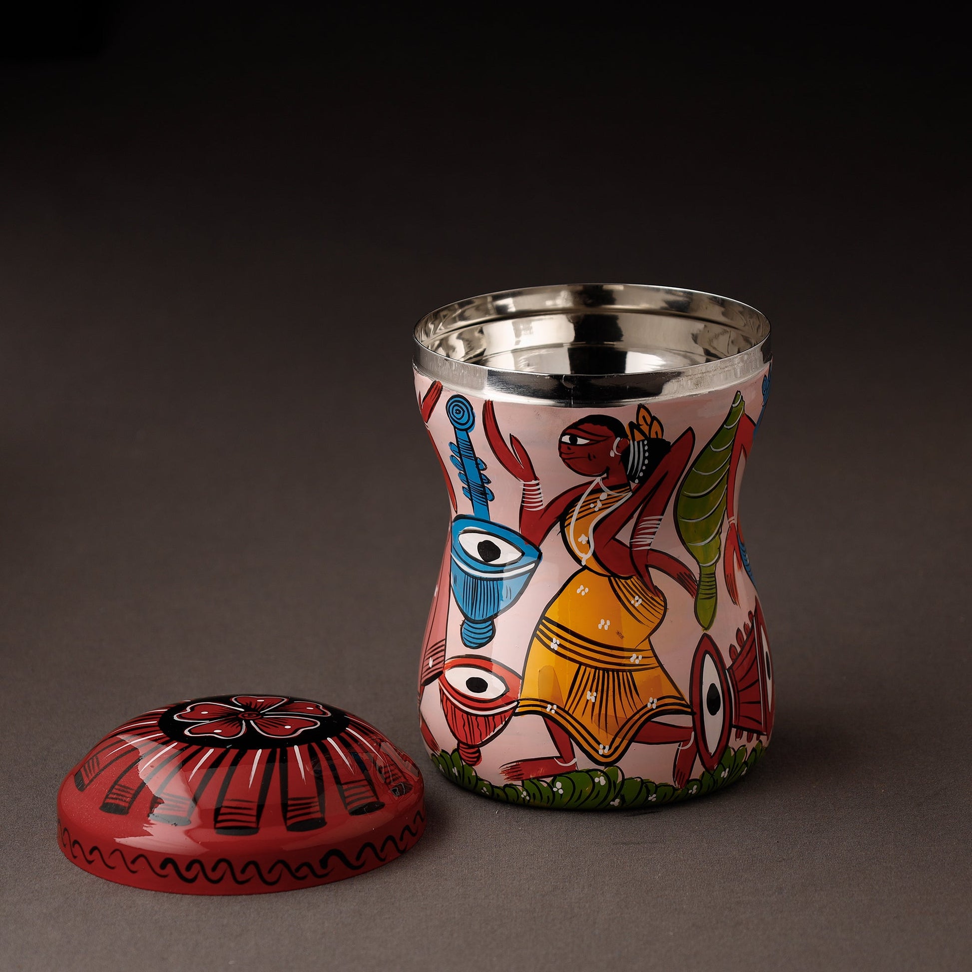 Bengal Patua Handpainted Stainless Steel Multi Utility Container