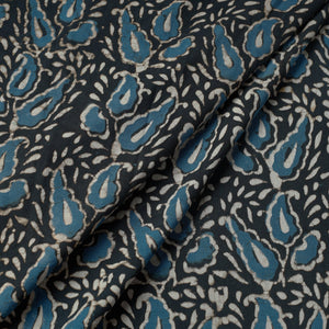 Black - Pipad Block Printed Cotton Fabric
