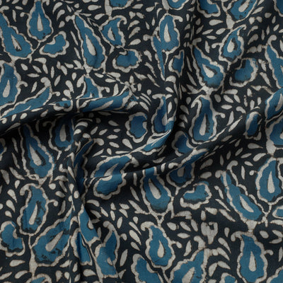 Black - Pipad Block Printed Cotton Fabric