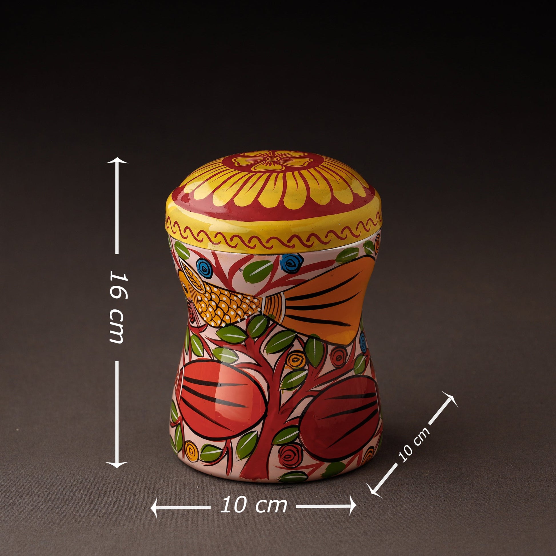 Bengal Patua Handpainted Stainless Steel Multi Utility Container