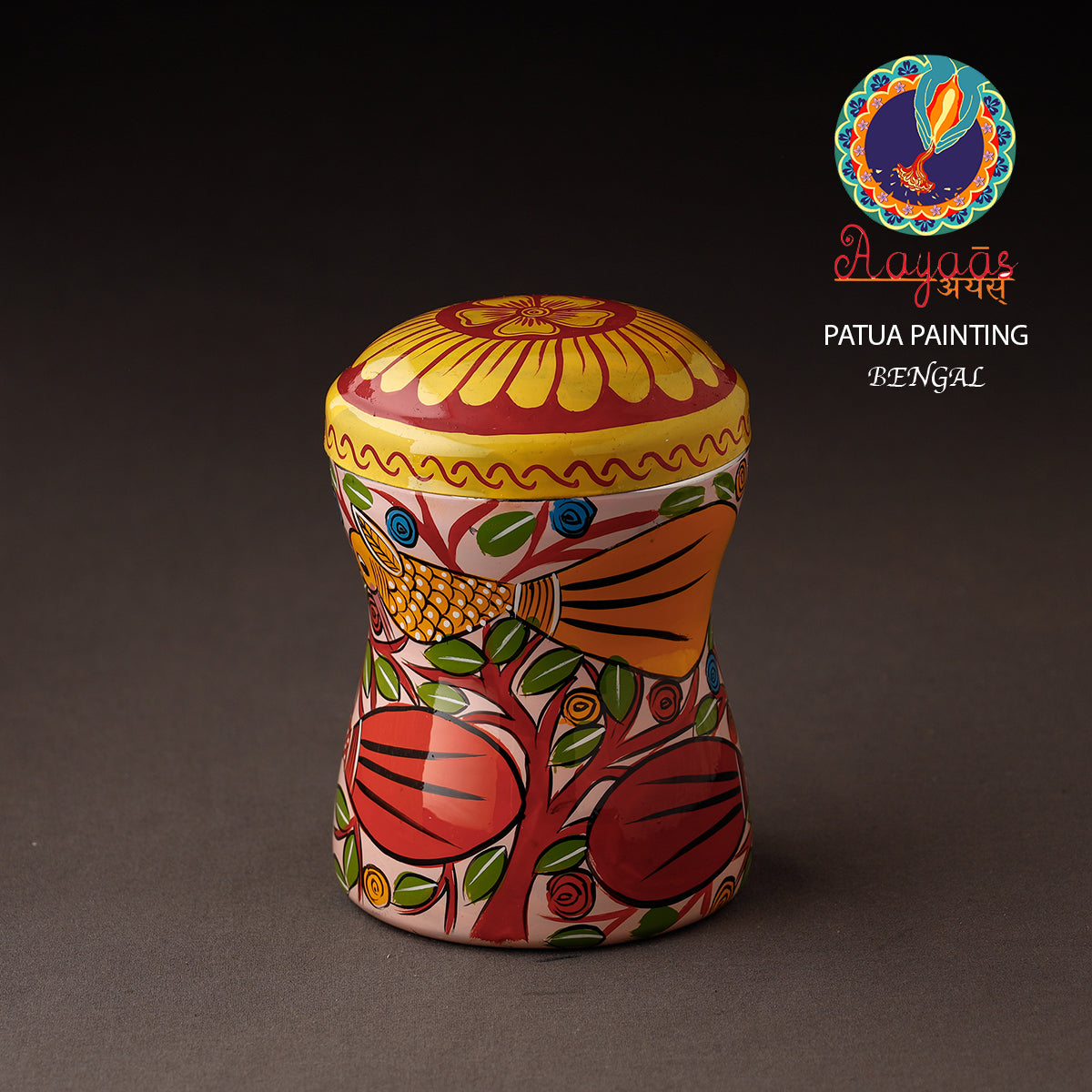 Bengal Patua Handpainted Stainless Steel Multi Utility Container