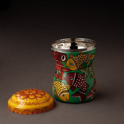 Bengal Patua Handpainted Stainless Steel Multi Utility Container