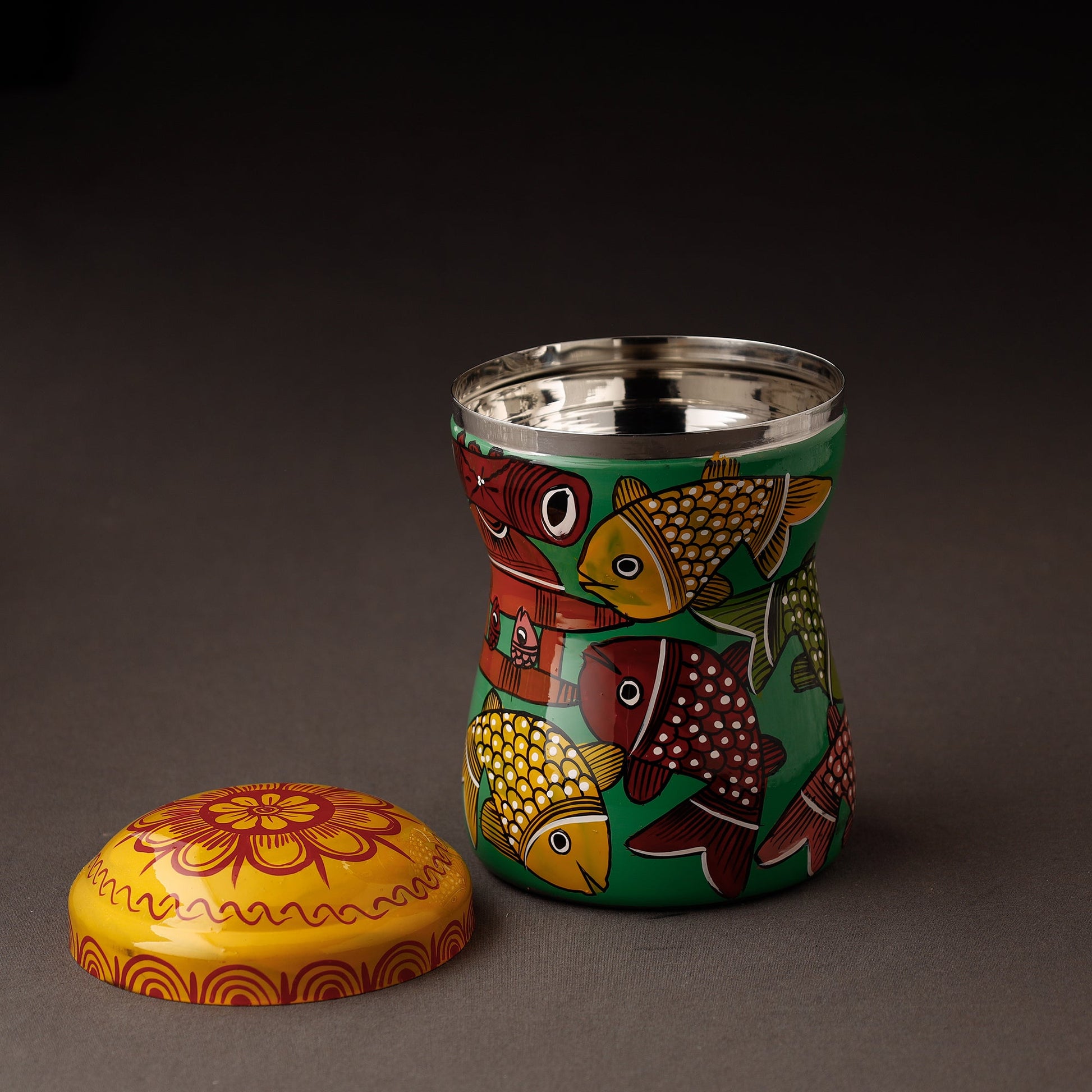 Bengal Patua Handpainted Stainless Steel Multi Utility Container