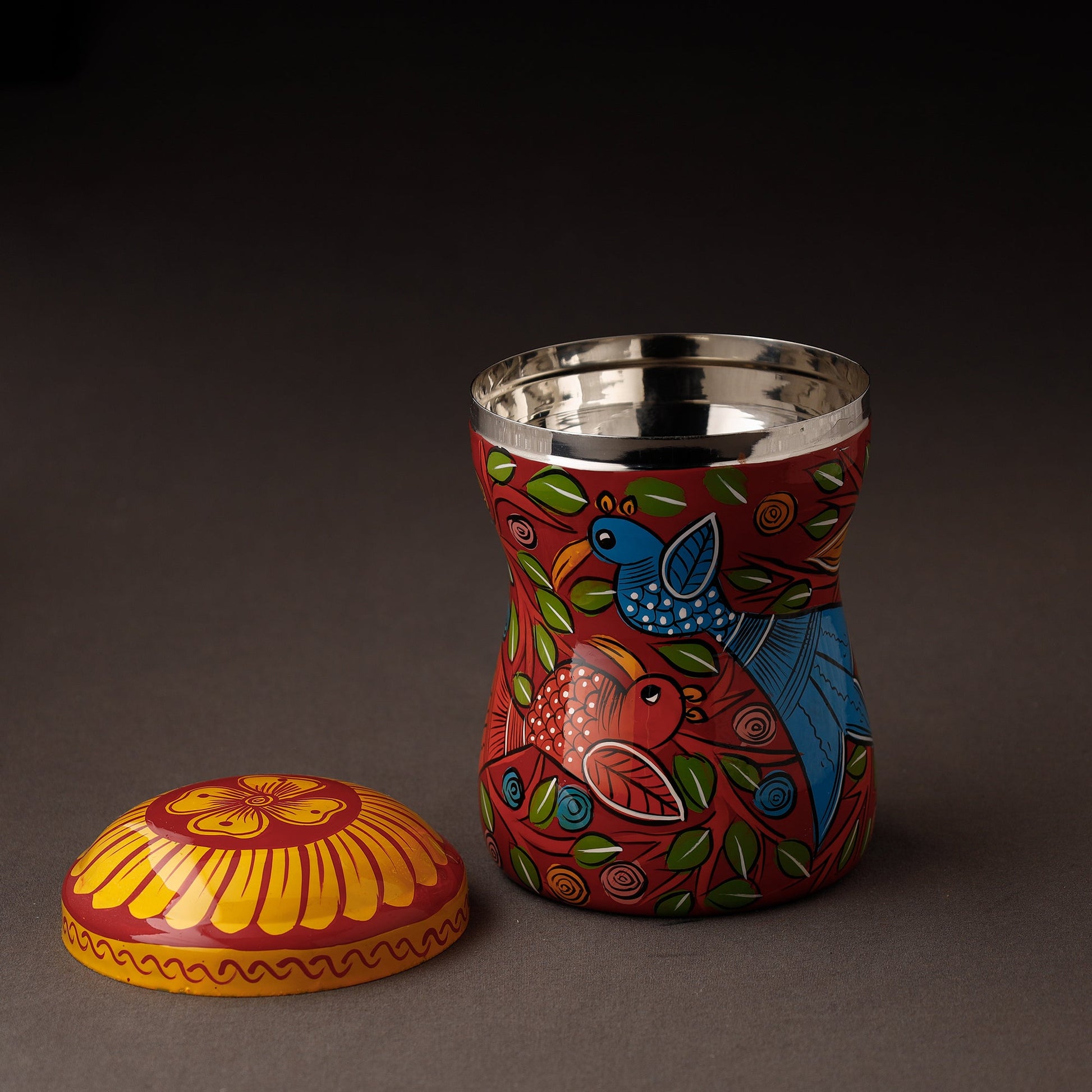 Bengal Patua Handpainted Stainless Steel Multi Utility Container