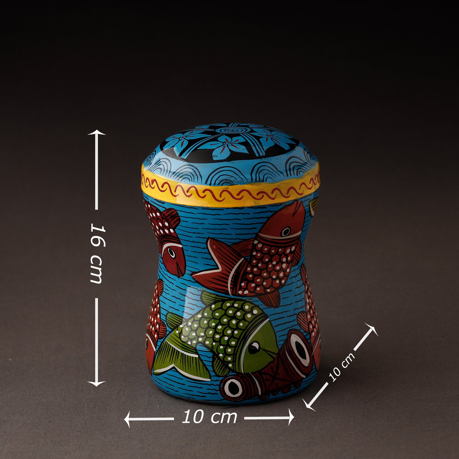 Bengal Patua Handpainted Stainless Steel Multi Utility Container