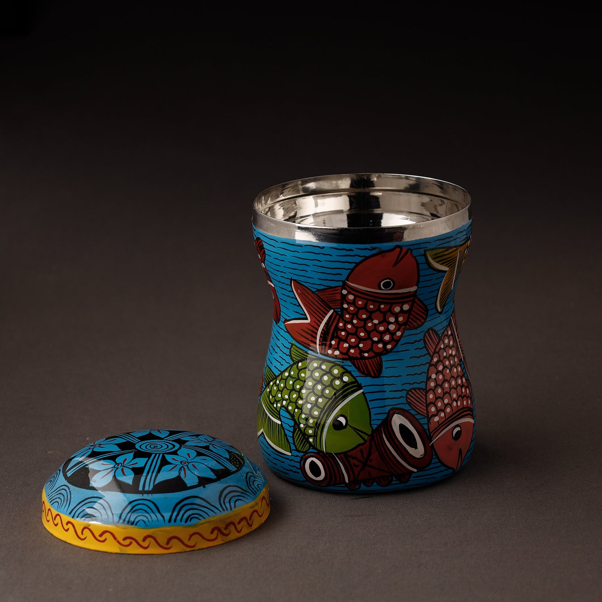 Bengal Patua Handpainted Stainless Steel Multi Utility Container