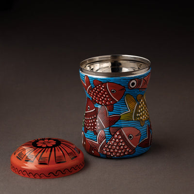 Bengal Patua Handpainted Stainless Steel Multi Utility Container