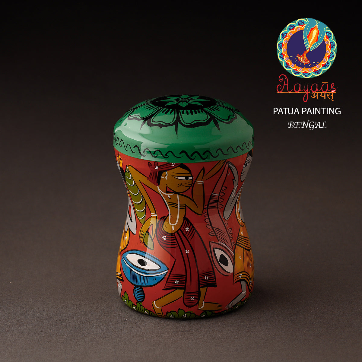 Bengal Patua Handpainted Stainless Steel Multi Utility Container