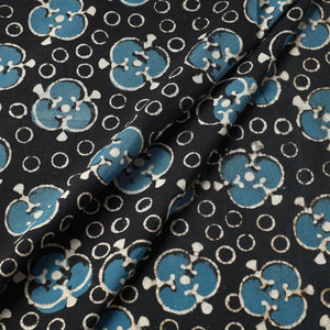 Black - Pipad Block Printed Cotton Fabric