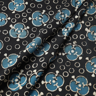 Black - Pipad Block Printed Cotton Fabric