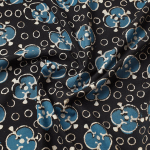Black - Pipad Block Printed Cotton Fabric