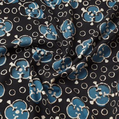 Black - Pipad Block Printed Cotton Fabric