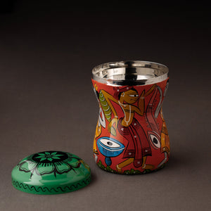 Bengal Patua Handpainted Stainless Steel Multi Utility Container