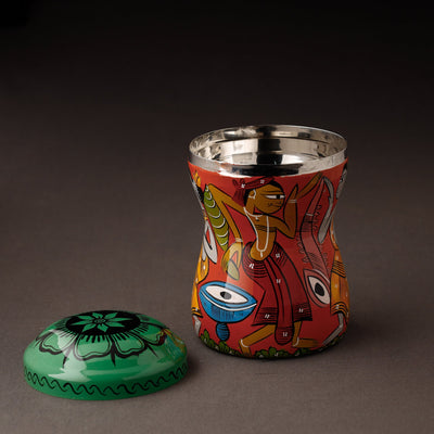 Bengal Patua Handpainted Stainless Steel Multi Utility Container