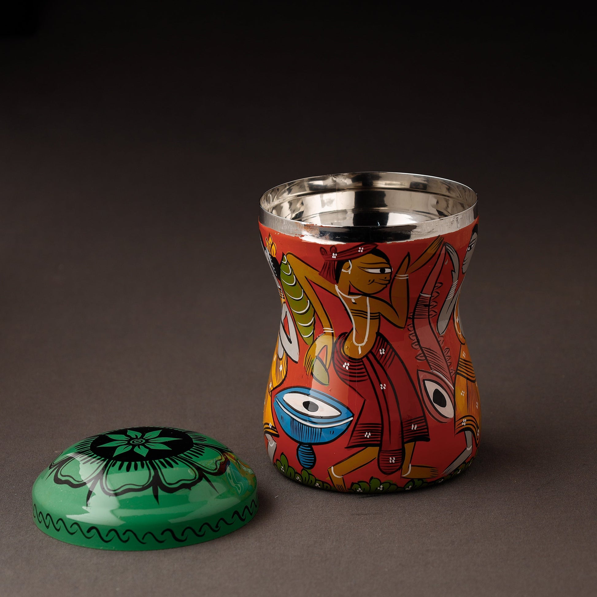 Bengal Patua Handpainted Stainless Steel Multi Utility Container