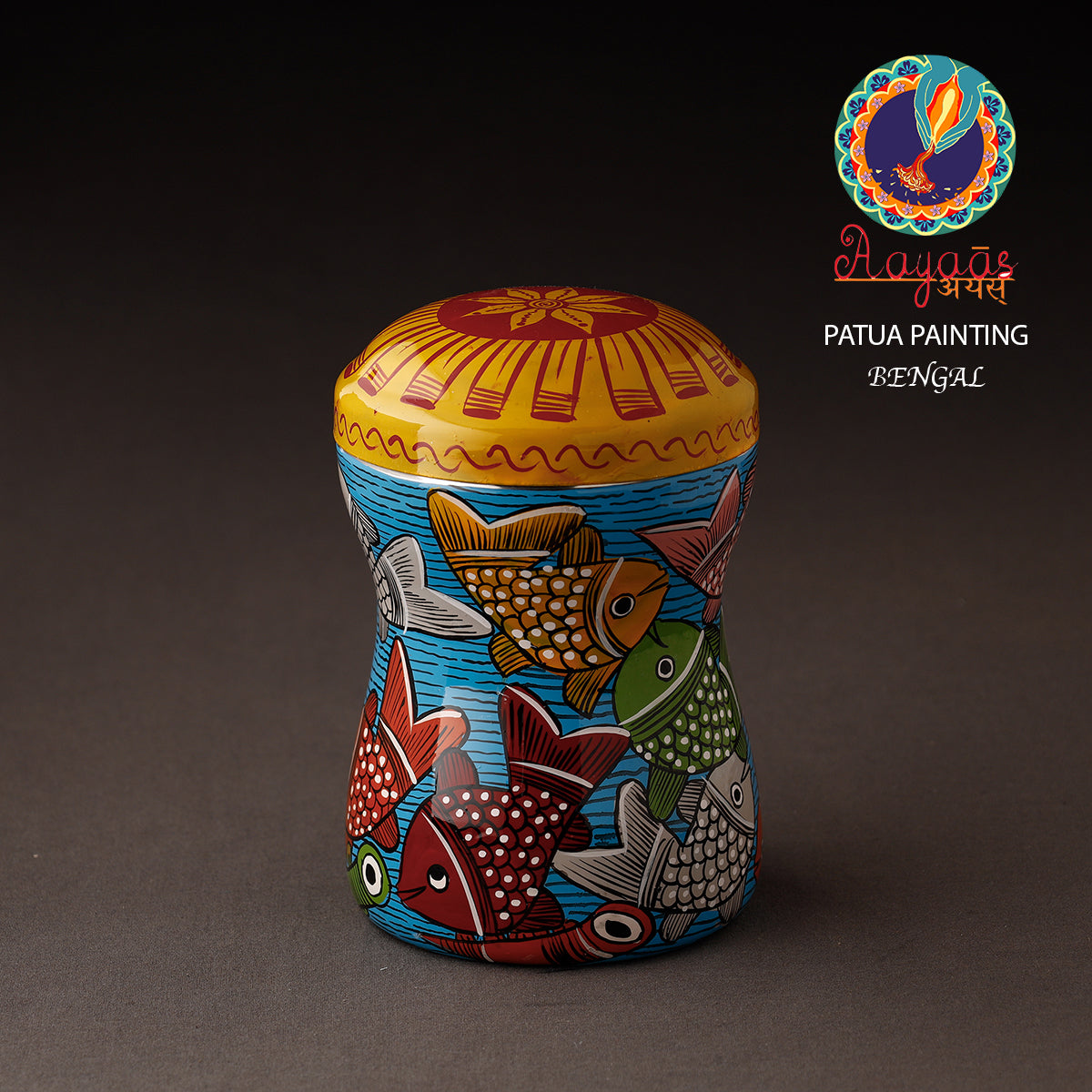 Bengal Patua Handpainted Stainless Steel Multi Utility Container