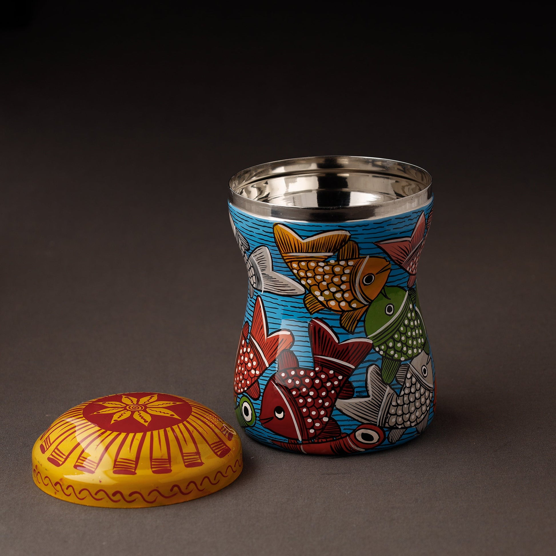 Bengal Patua Handpainted Stainless Steel Multi Utility Container
