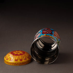 Bengal Patua Handpainted Stainless Steel Multi Utility Container