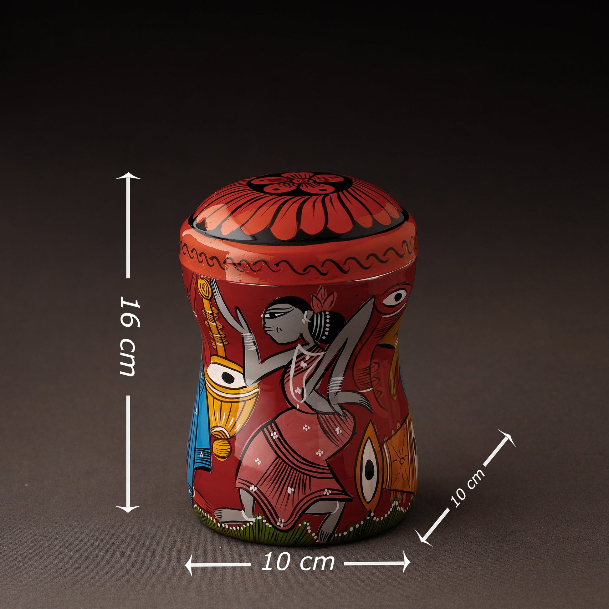 Bengal Patua Handpainted Stainless Steel Multi Utility Container