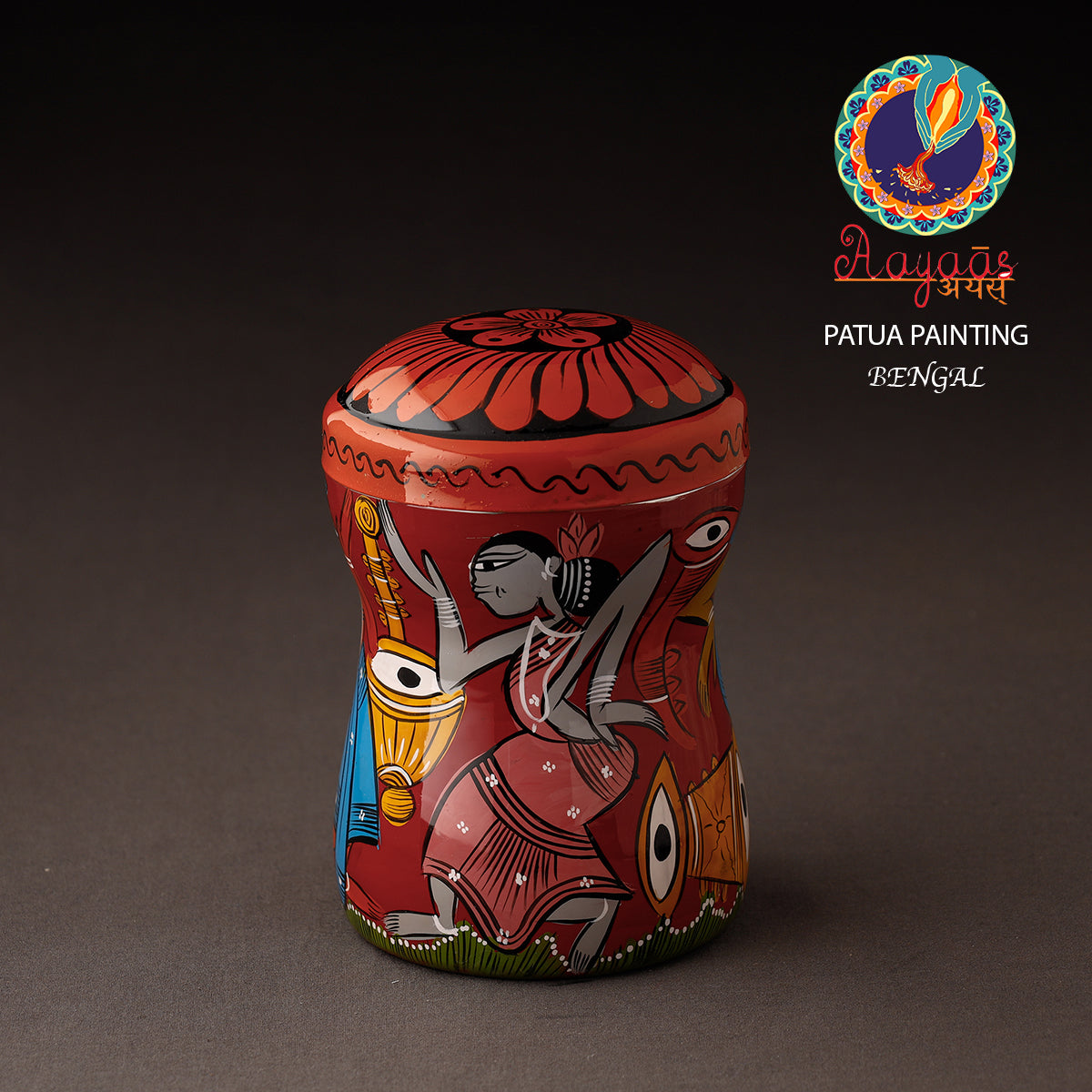 Bengal Patua Handpainted Stainless Steel Multi Utility Container