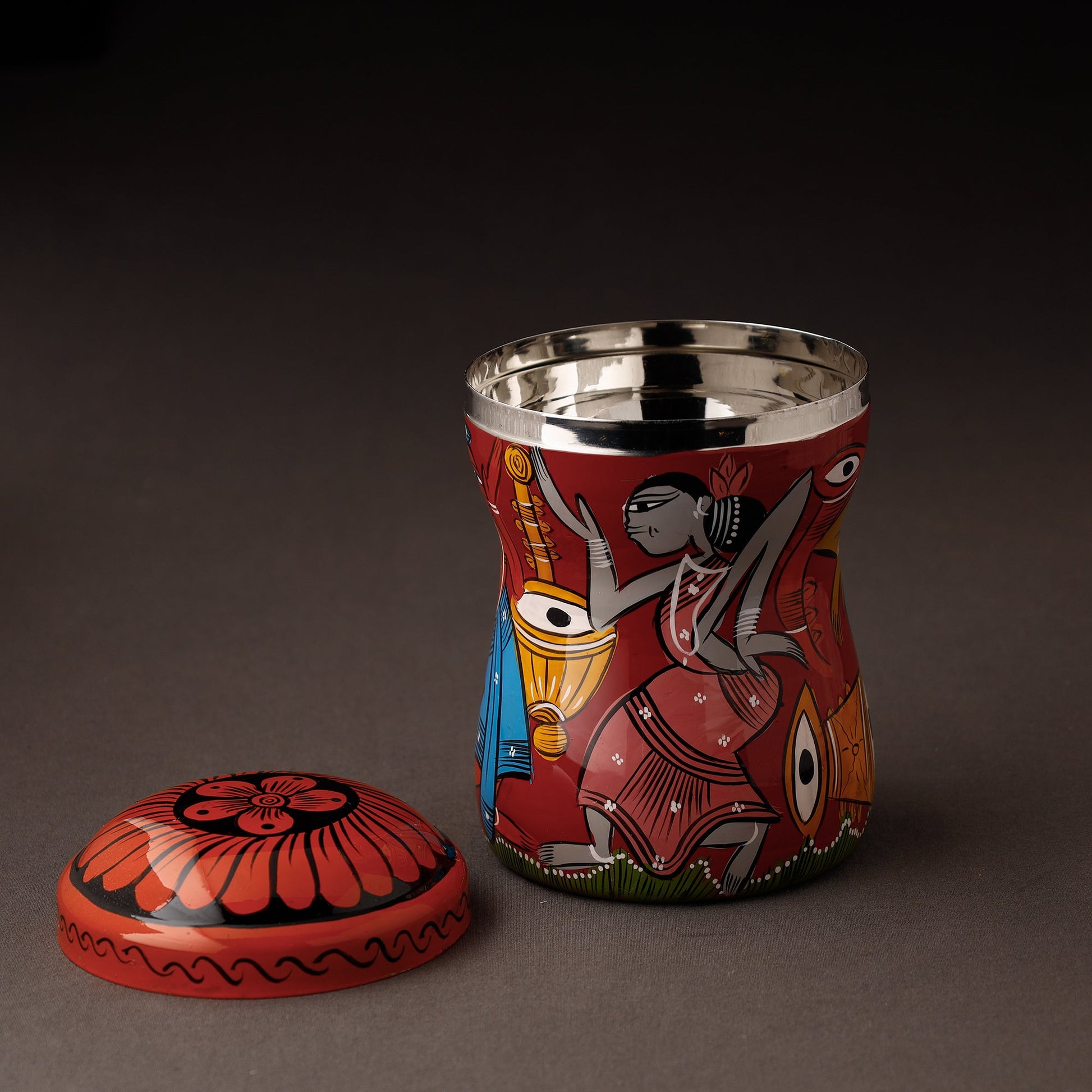 Bengal Patua Handpainted Stainless Steel Multi Utility Container